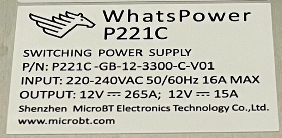 Whatsminer M30s M31s M32 için Whatspower P221C Güç Kaynağı PSU
